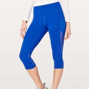 Lululemon Fast As Light Crop 19" Jet Stream Blue Mesh Leggings